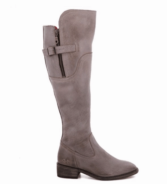 Bed Stu Women's Kathleen Icicle Rustic Grey Leather Tall Fashion Boots F393027-ICRS Low Top Contoured Footbed