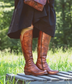 Bed Stu Women's Takoma Rowan Teak Brown Leather Tall Boots F393130-RWTKM Anti-Fatigue Neutral Tone