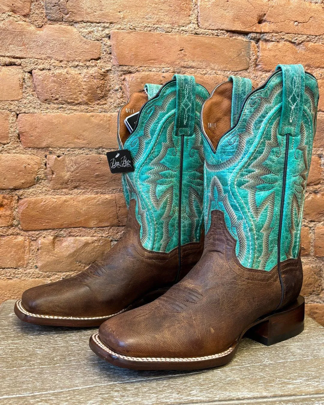 Versatile Look Work Wear Dan Post Women's Babs Brown and Teal Square Toe Cowgirl Boots DP4937