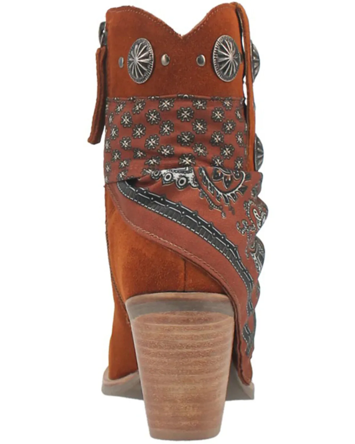 Roll Up Transitional Style Dingo Women's Brown Bandida Cowgirl Ankle Booties DI184-BN