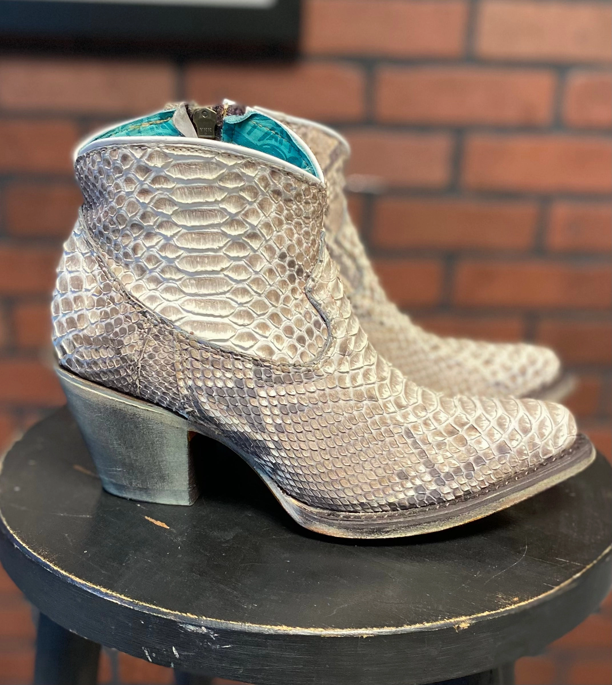 Corral Women's Natural Python Snakeskin Ankle Bootie Boots A4319 Trail grip Arch support