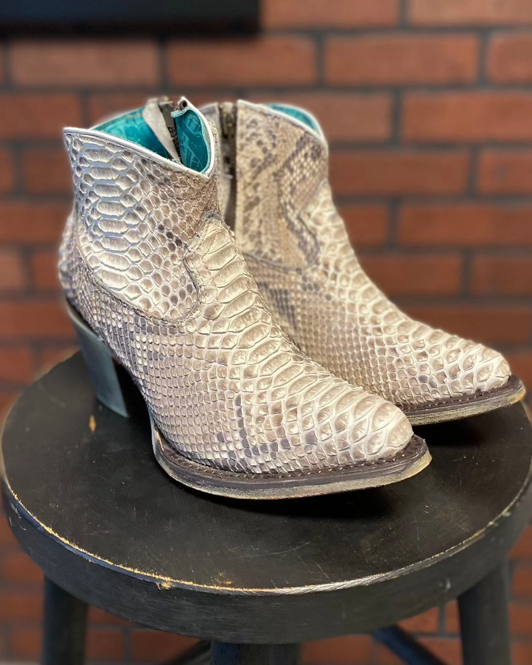 Corral Women's Natural Python Snakeskin Ankle Bootie Boots A4319 Music Festival