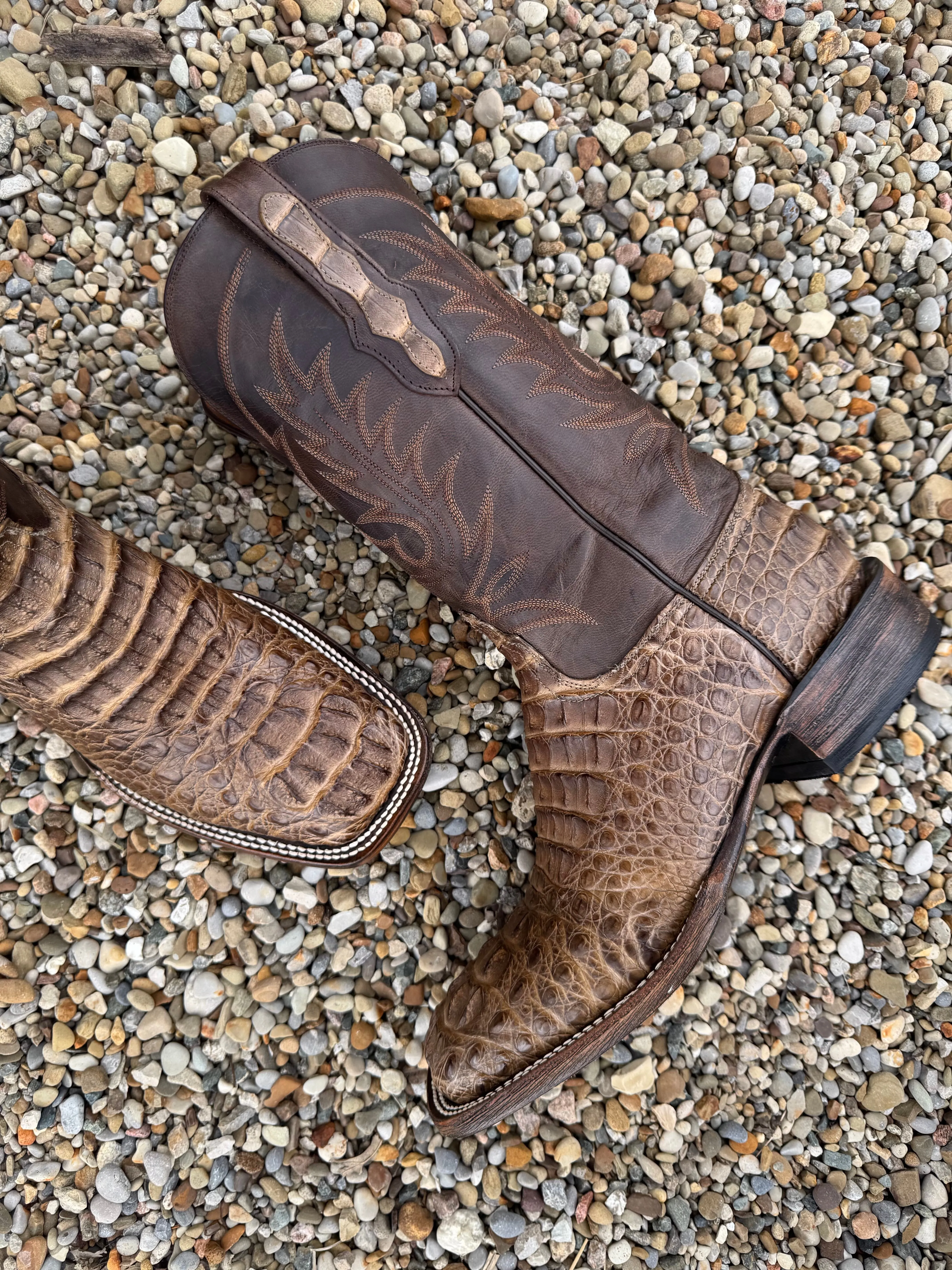 Black Jack Mens Zebra Choco Mink Caiman Hornback Square Toe Cowboy Boots ZCM7731-96 Urban Edge Rugged Build