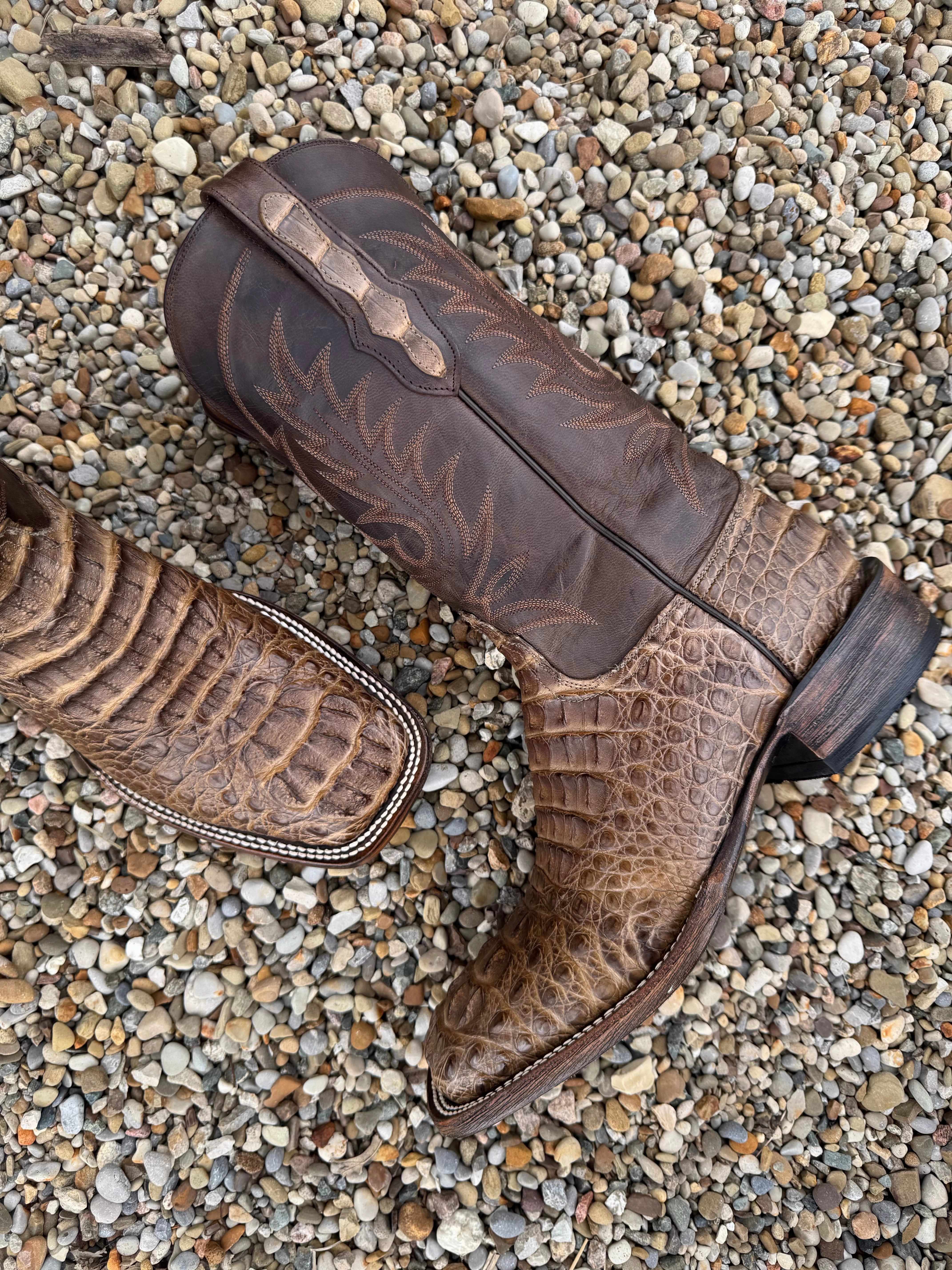 Black Jack Mens Zebra Choco Mink Caiman Hornback Square Toe Cowboy Boots ZCM7731-96 Urban Edge Rugged Build