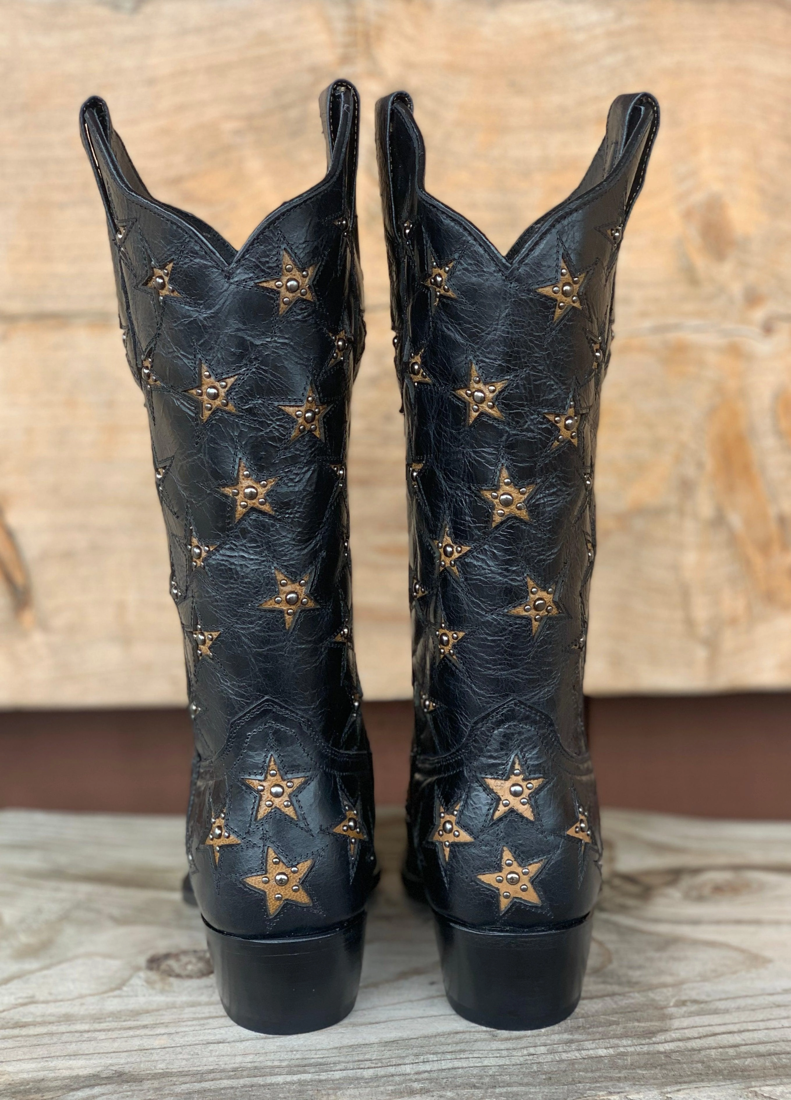 Anti   Odor Black Star Womens Marfa Star Inlay Black Western Cowgirl Boots WBSN012