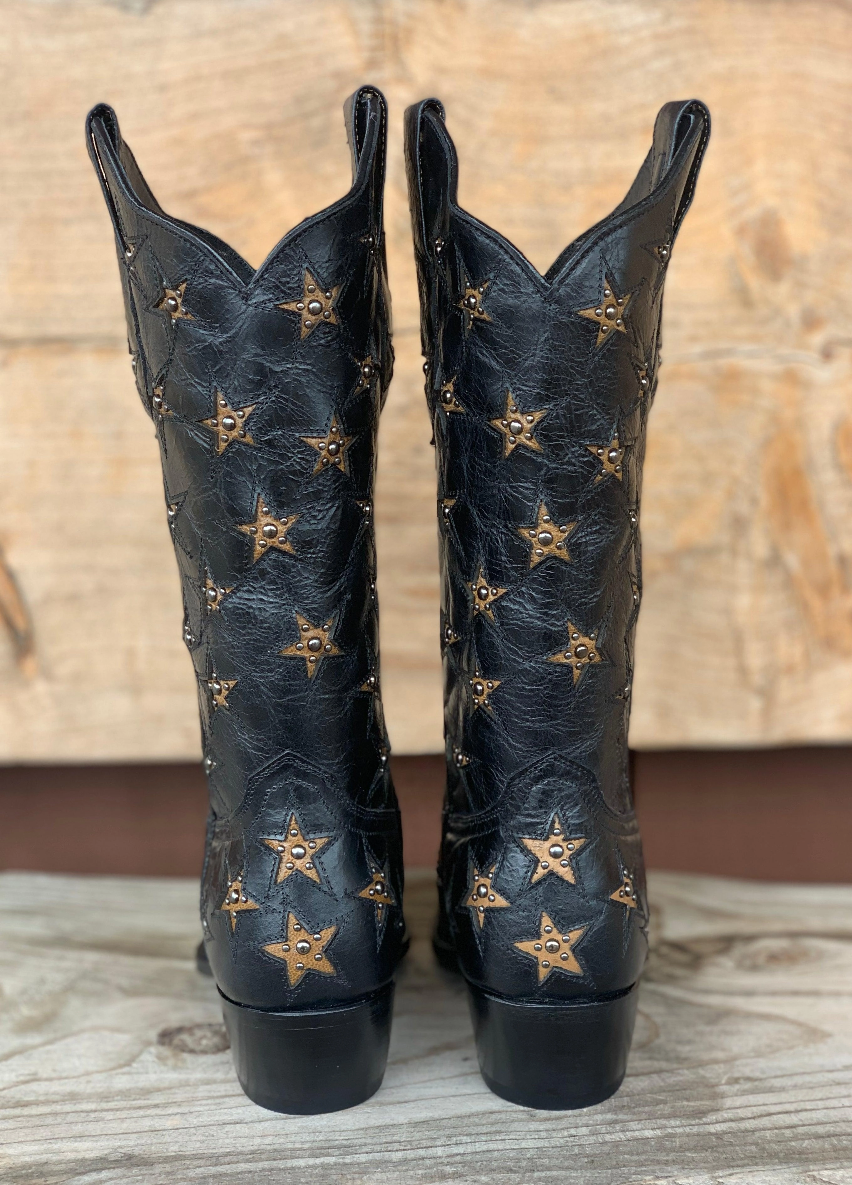 Anti   Odor Black Star Womens Marfa Star Inlay Black Western Cowgirl Boots WBSN012