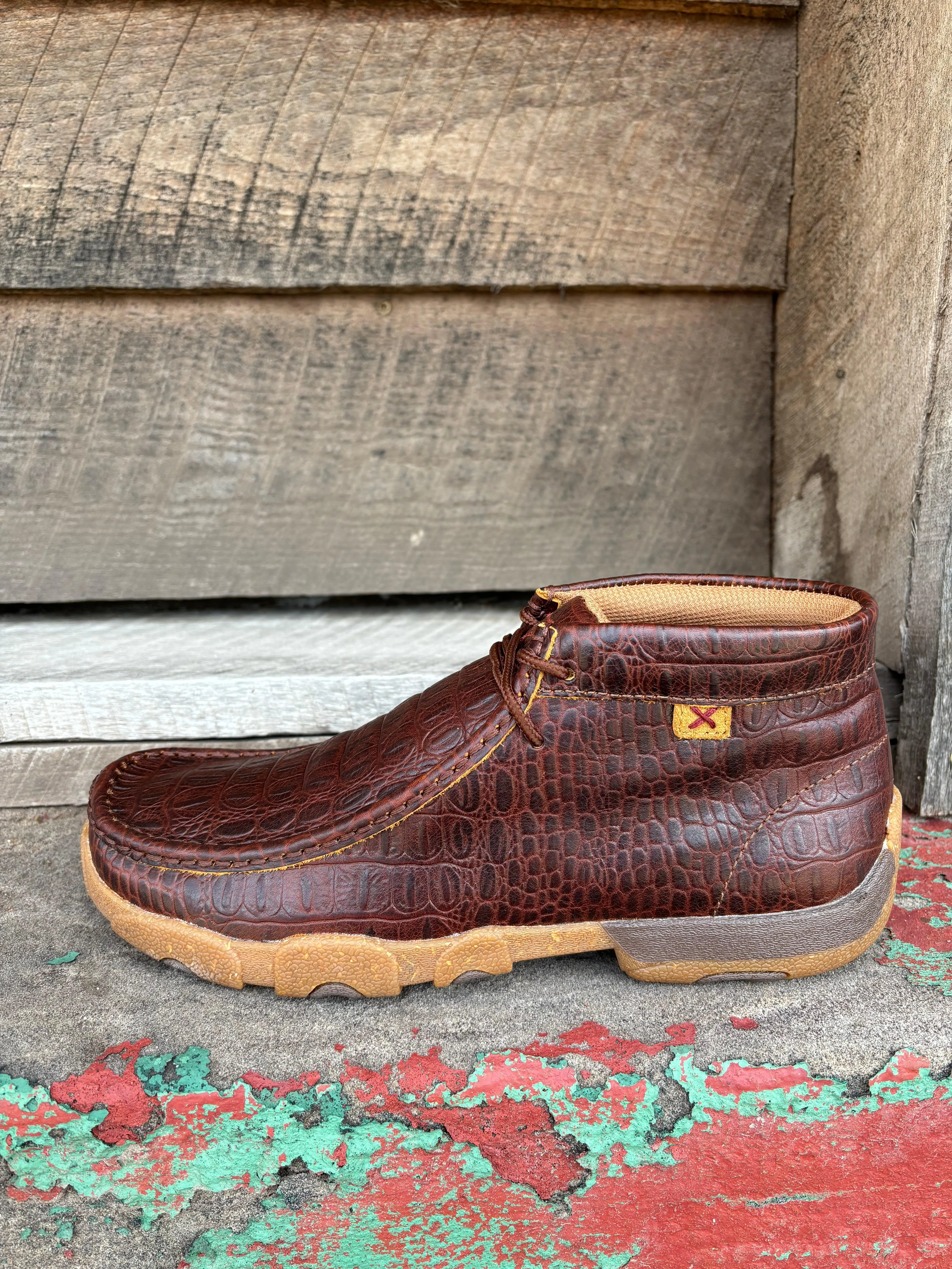 PaddedCollar Urban Gear Twisted X Men's Ginger Caiman Print Leather Chukka Driving Moc MDM0103