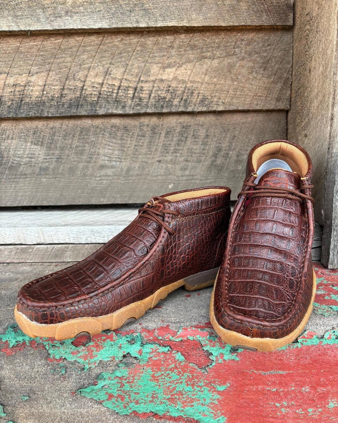 All Outfits Twisted X Men's Ginger Caiman Print Leather Chukka Driving Moc MDM0103