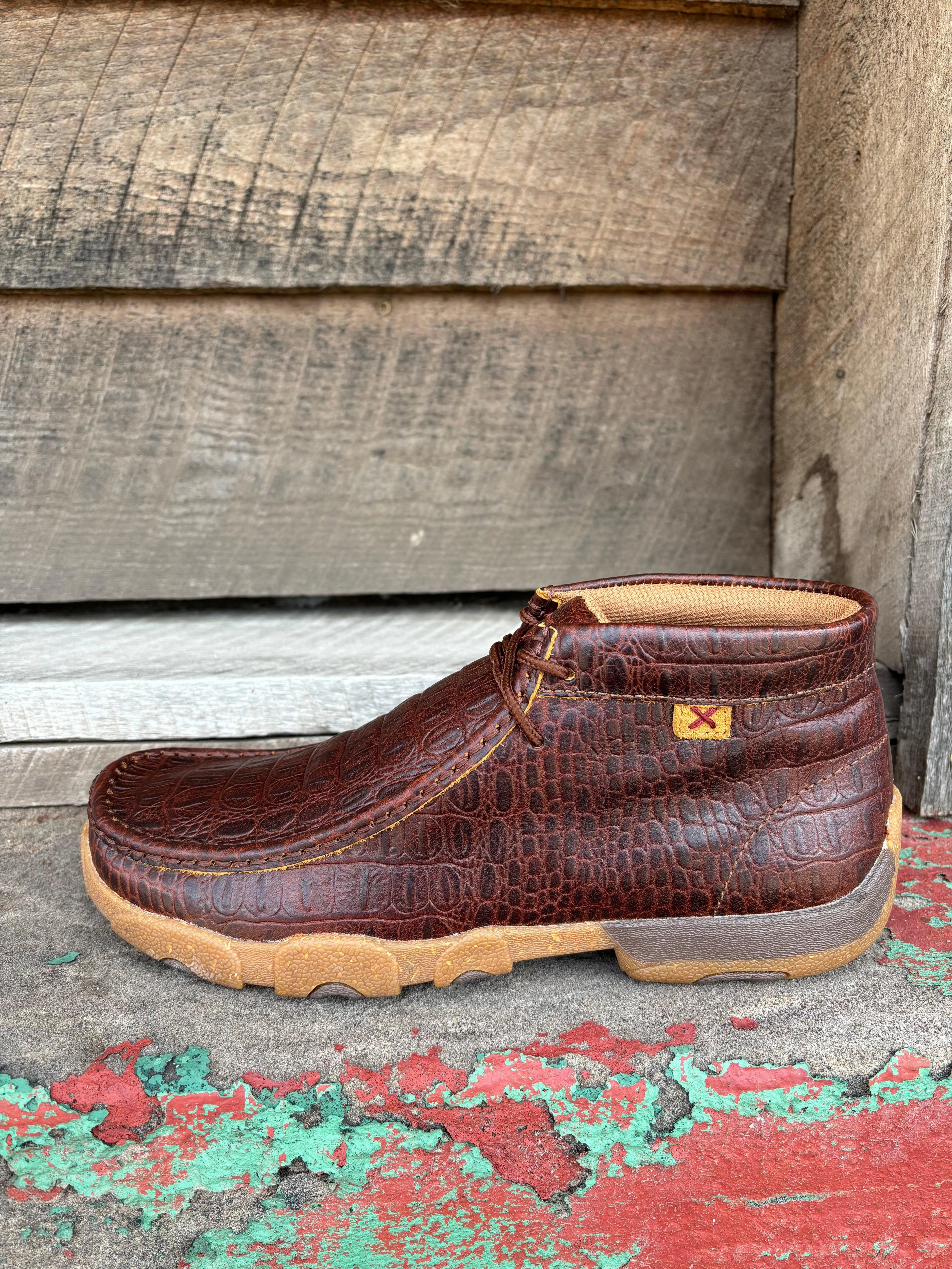 PaddedCollar Urban Gear Twisted X Men's Ginger Caiman Print Leather Chukka Driving Moc MDM0103