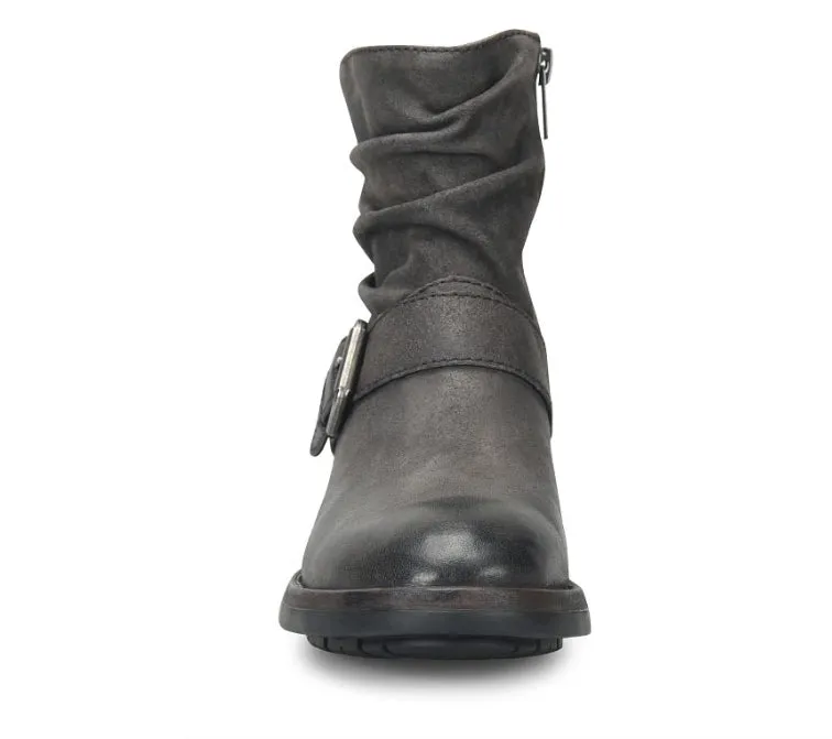 Born Women's Midway Dark Basalto Distressed Grey Leather Moto Boot BR0063658 Grip Support