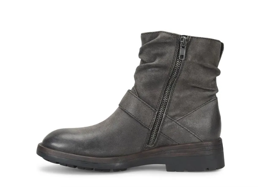 Born Women's Midway Dark Basalto Distressed Grey Leather Moto Boot BR0063658 Fast Step