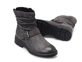 Flat Form Neutral Colors Born Women's Midway Dark Basalto Distressed Grey Leather Moto Boot BR0063658