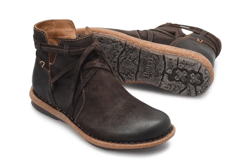 Born Women's Tarkiln Expresso Dark Brown Suede Leather Distressed Bootie BR0013648 Travel Ready