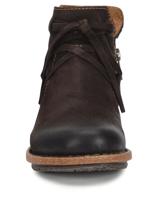 Born Women's Tarkiln Expresso Dark Brown Suede Leather Distressed Bootie BR0013648 Side zipper