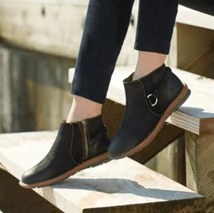 Born Women's Toya Black Suede Leather Shoe Bootie BR0014509 Cotton Touch