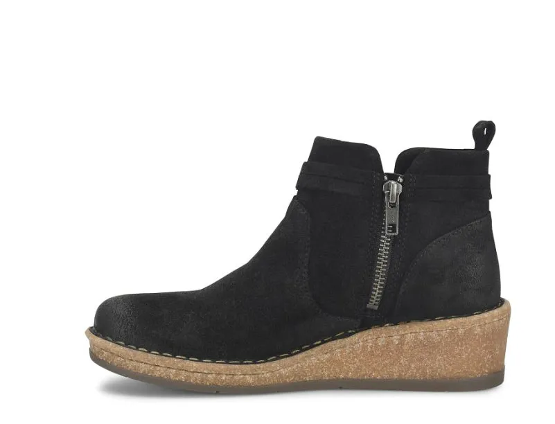 Born Women's Vaughn Black Distressed Suede Leather Wedge Ankle Boot BR0062309 Dry Comfort Outdoor Ready