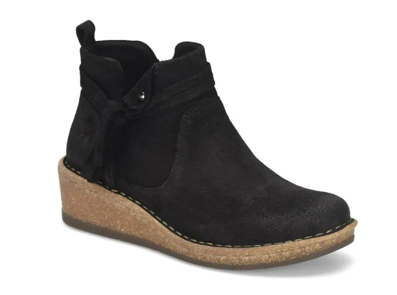 Born Women's Vaughn Black Distressed Suede Leather Wedge Ankle Boot BR0062309 Wind Barrier