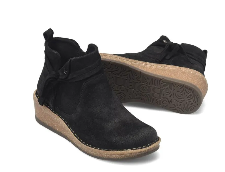 Born Women's Vaughn Black Distressed Suede Leather Wedge Ankle Boot BR0062309 dry surface Water Repellent