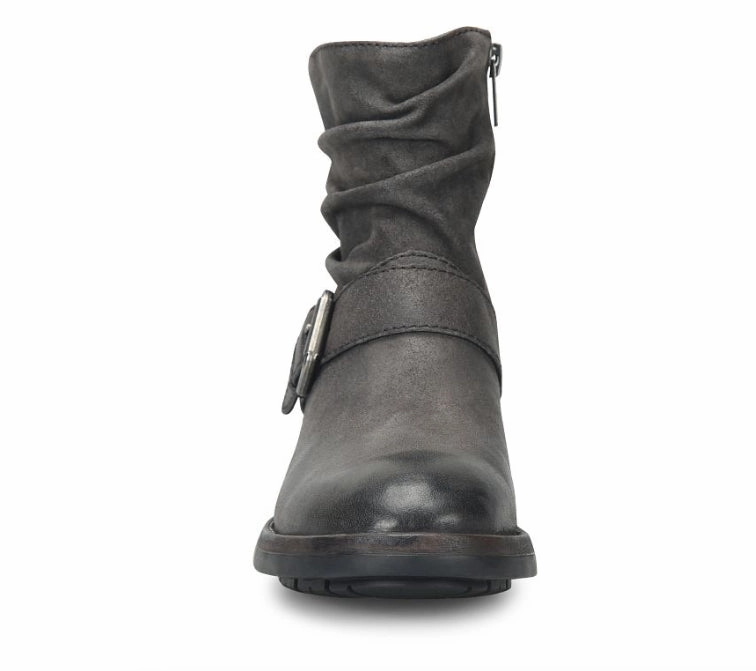 Born Women's Midway Dark Basalto Distressed Grey Leather Moto Boot BR0063658 Grip Support