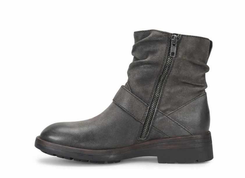 Born Women's Midway Dark Basalto Distressed Grey Leather Moto Boot BR0063658 Mud Defense