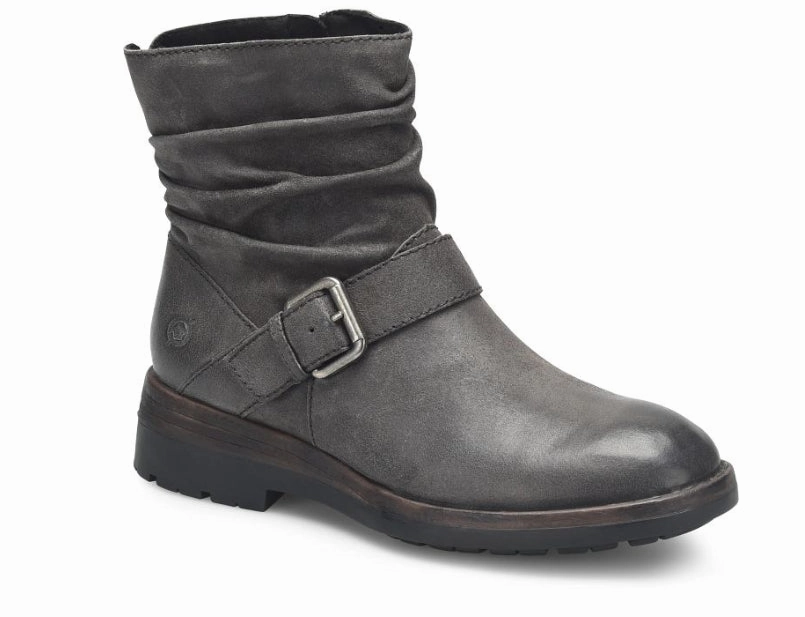 Born Women's Midway Dark Basalto Distressed Grey Leather Moto Boot BR0063658 Sleek Design