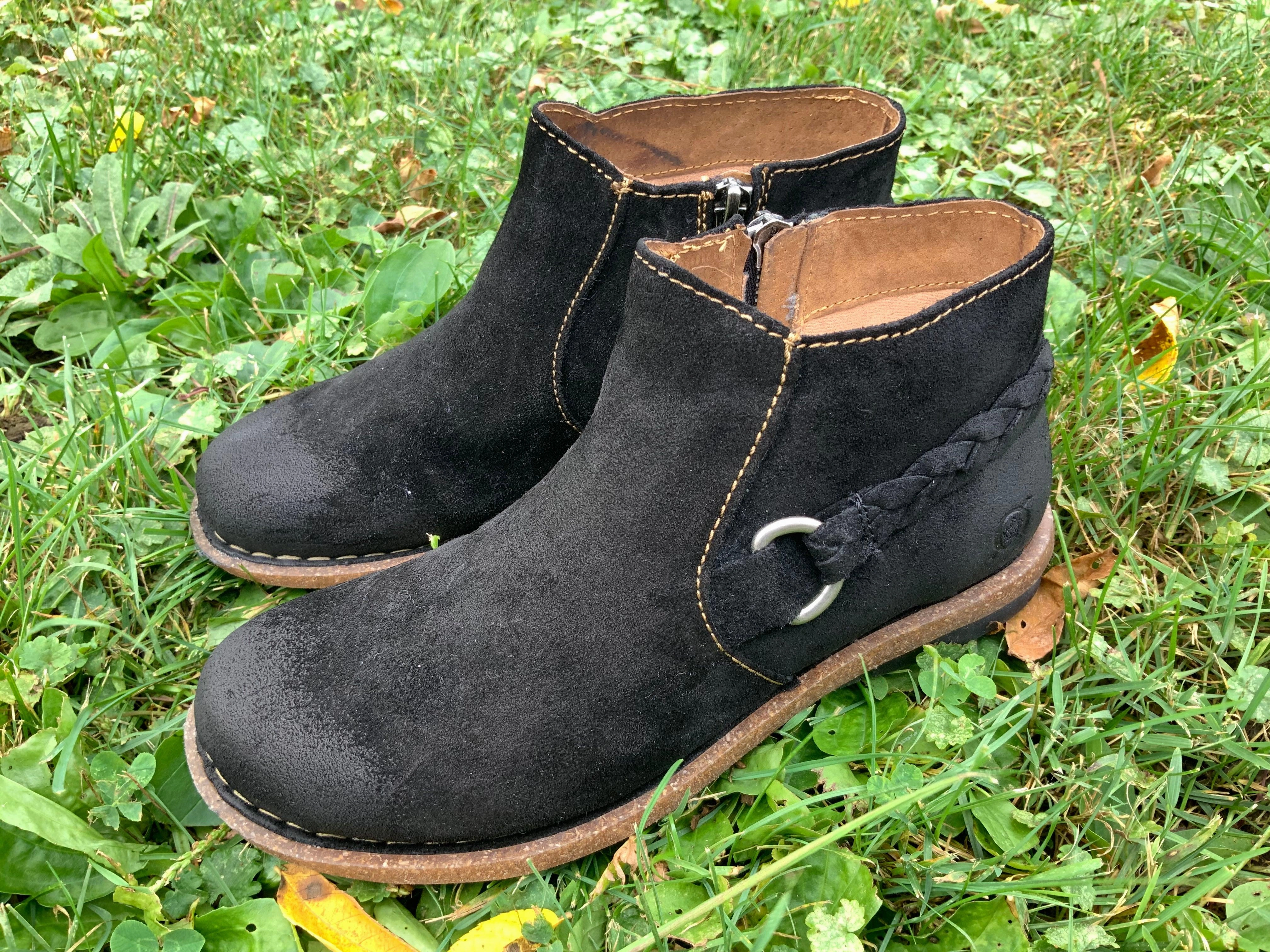 Walking Sporty Vibe Born Women's Toya Black Suede Leather Shoe Bootie BR0014509