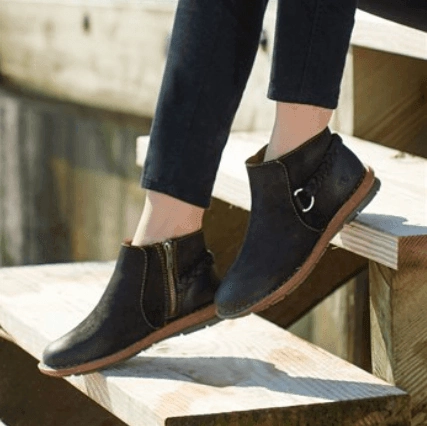 Born Women's Toya Black Suede Leather Shoe Bootie BR0014509 Comfort Grip Slip Resistant Outsole