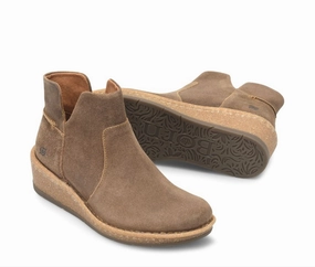 Heavy Duty Born Women's Viv Taupe (Avola) Distressed Suede Leather Wedge Ankle Boot BR0062255