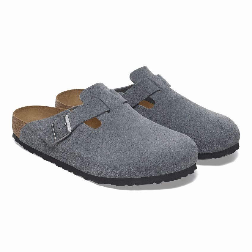 Boston | Soft Footbed | Suede | Basalt Gray - Clog - Birkenstock