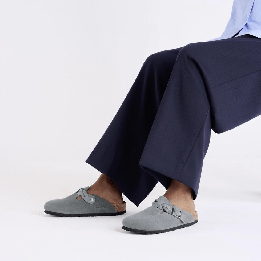 Boston Braid | Suede | Basalt Gray - Clog - Birkenstock