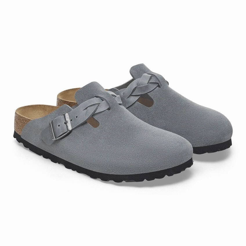 Boston Braid | Suede | Basalt Gray - Clog - Birkenstock