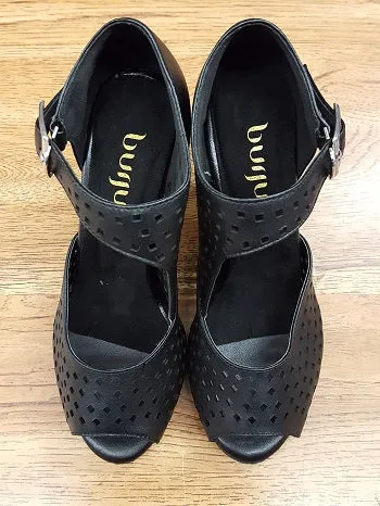 3" Onyx -- Women's Flare Heel Latin Sandal -- Black Quick Pack Breathable Daily Walk