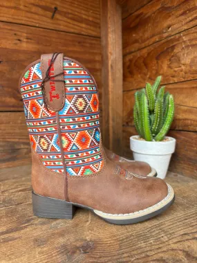 Twister Daniella Brown with Aztec Print Toddler Cowboy Boots 4413502 Slip   Resistant