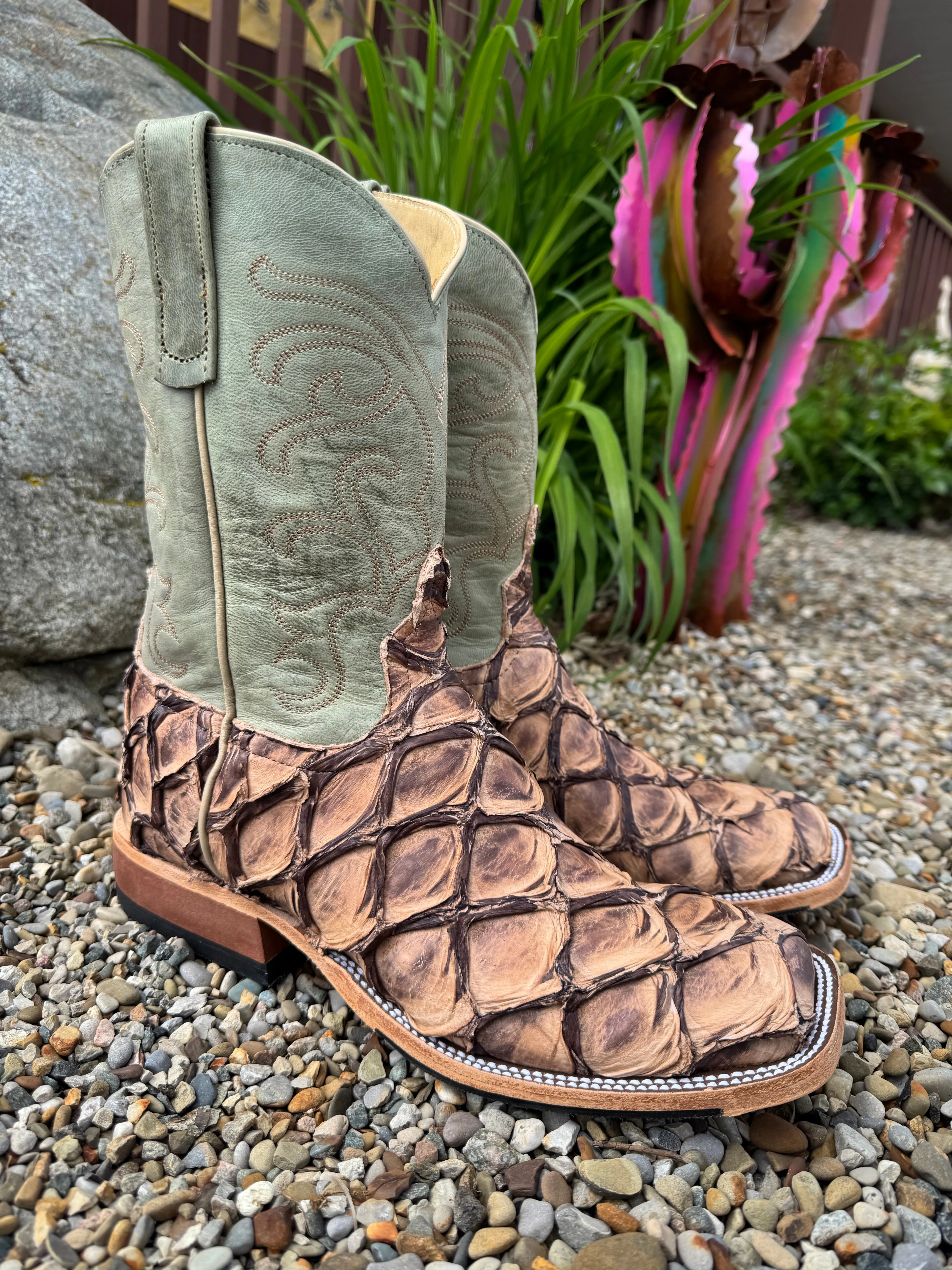 Side Zip Strong Laces Anderson Bean Men's Cigar Matte Big Bass & Mallard Mad Dog Square Toe Cowboy Boots 332207M