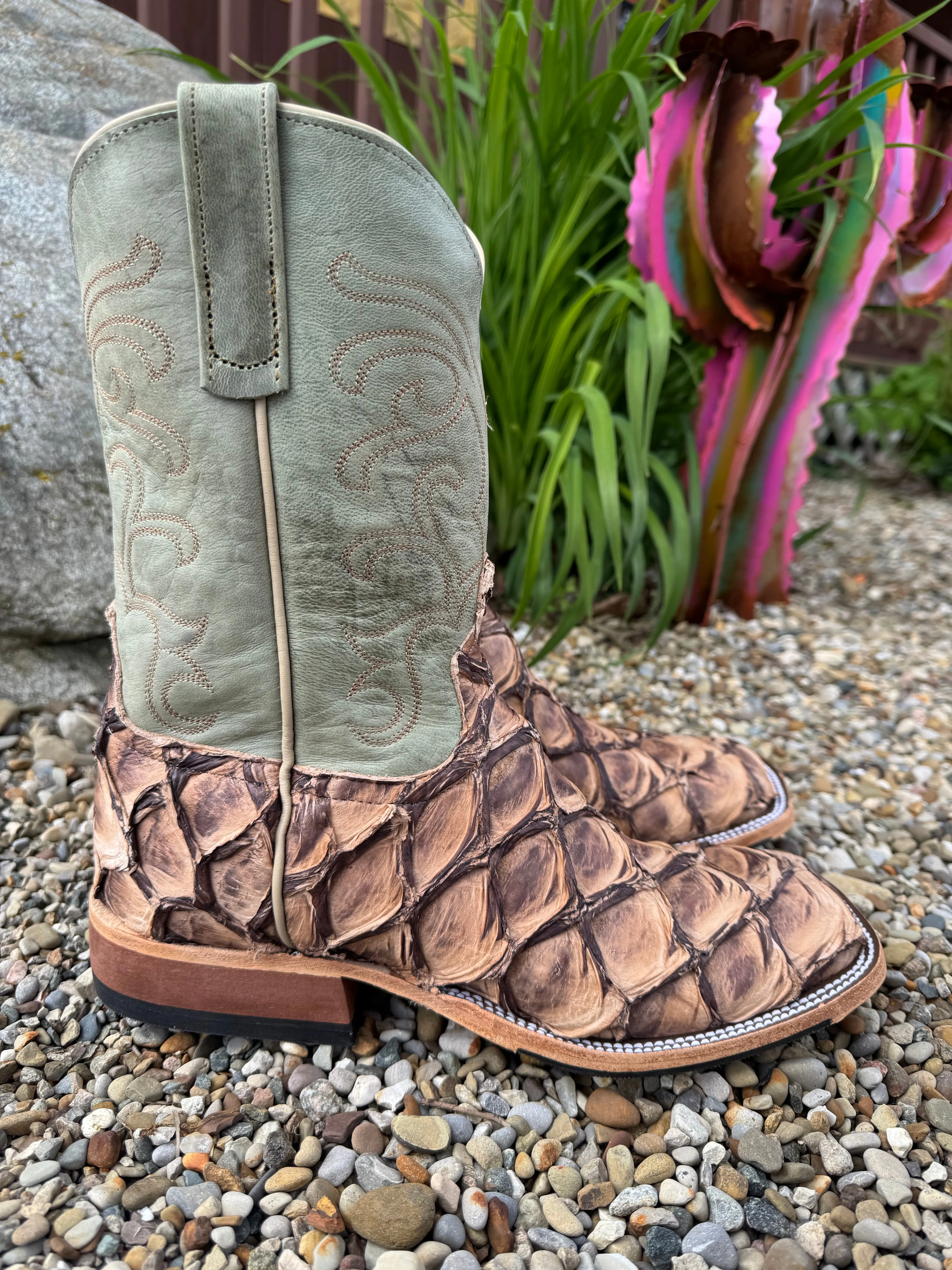 Rough Ground Classic Core Anderson Bean Men's Cigar Matte Big Bass & Mallard Mad Dog Square Toe Cowboy Boots 332207M