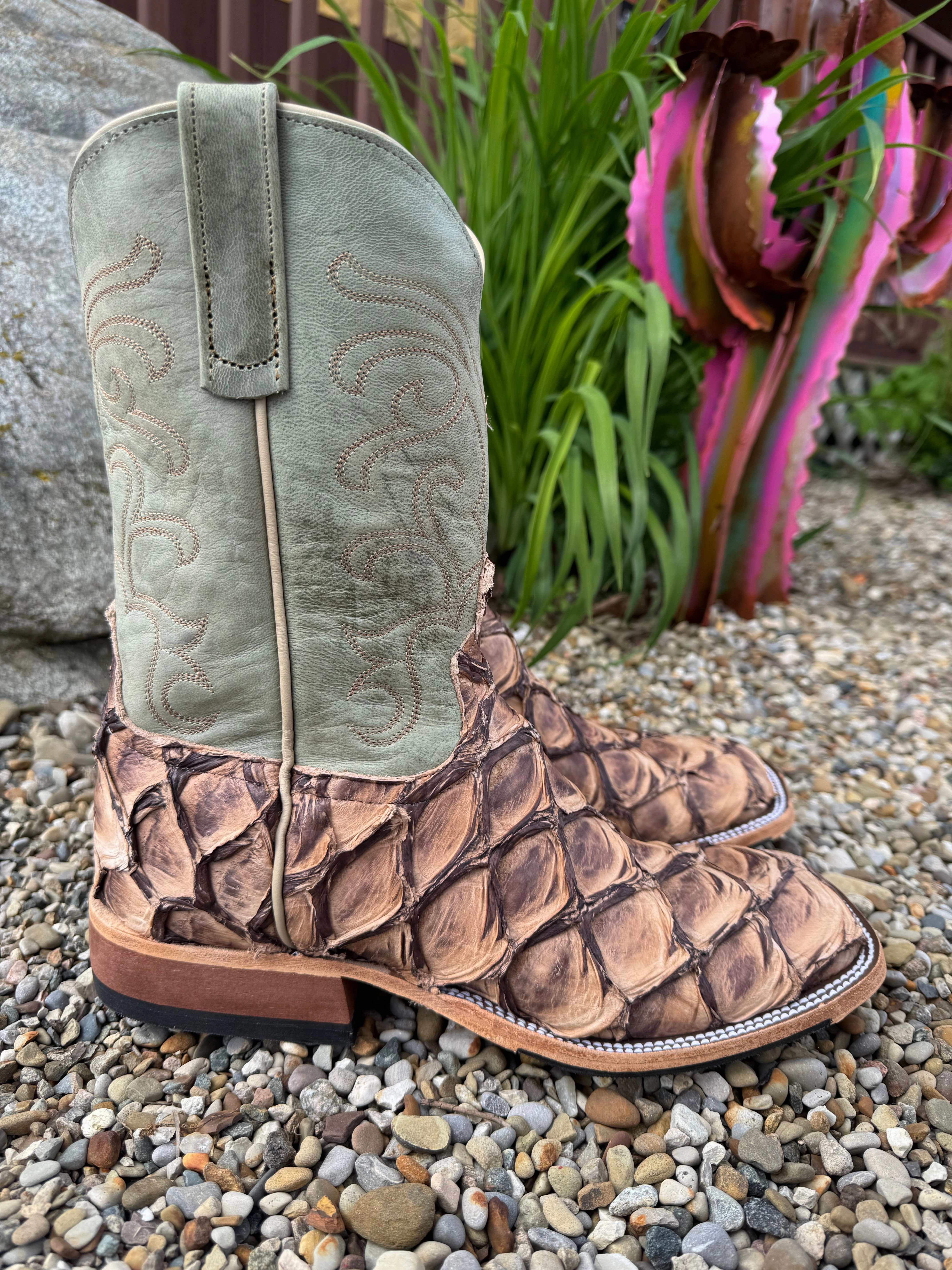 Rough Ground Classic Core Anderson Bean Men's Cigar Matte Big Bass & Mallard Mad Dog Square Toe Cowboy Boots 332207M