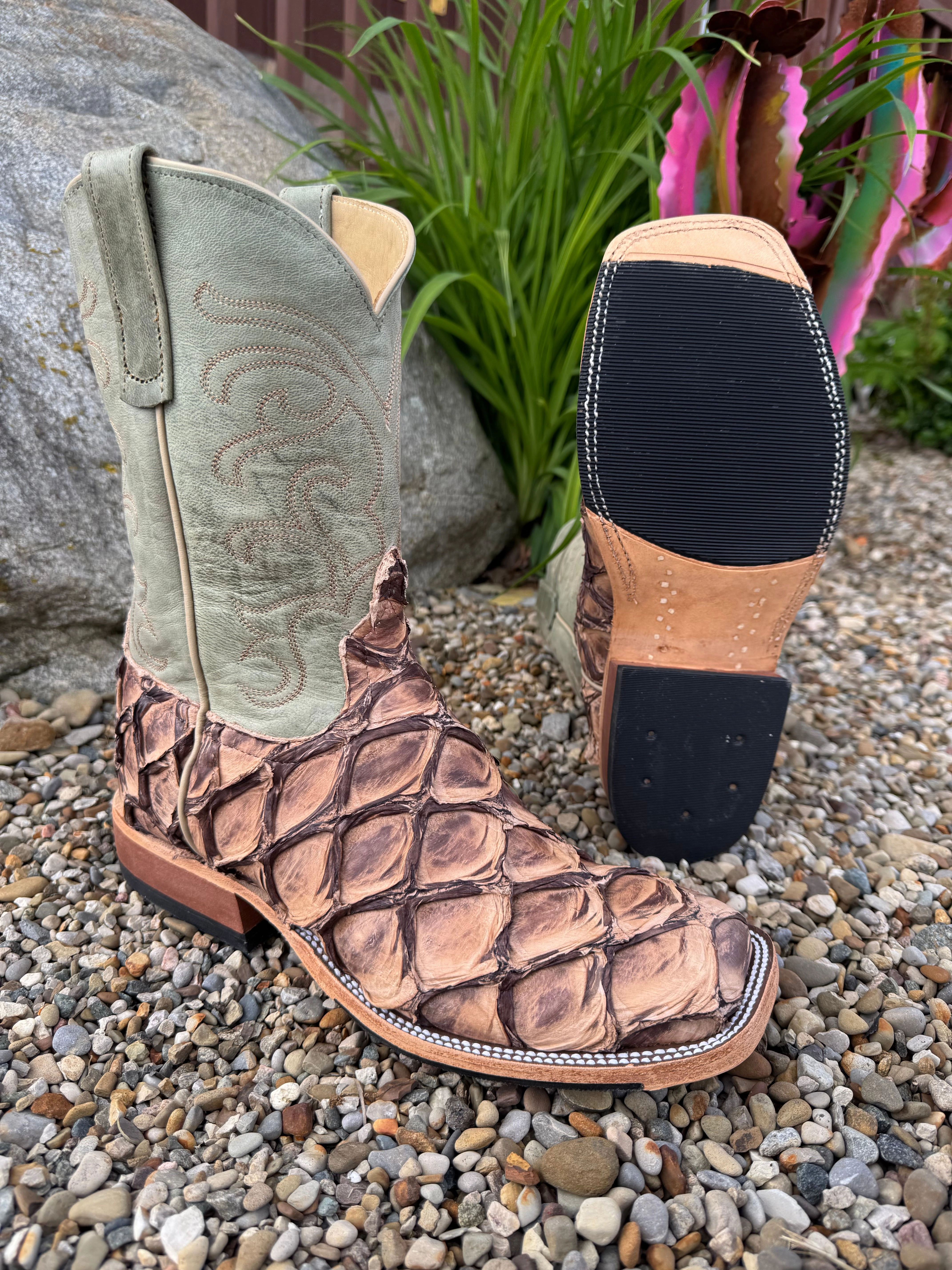 Anderson Bean Men's Cigar Matte Big Bass & Mallard Mad Dog Square Toe Cowboy Boots 332207M Wide toe box