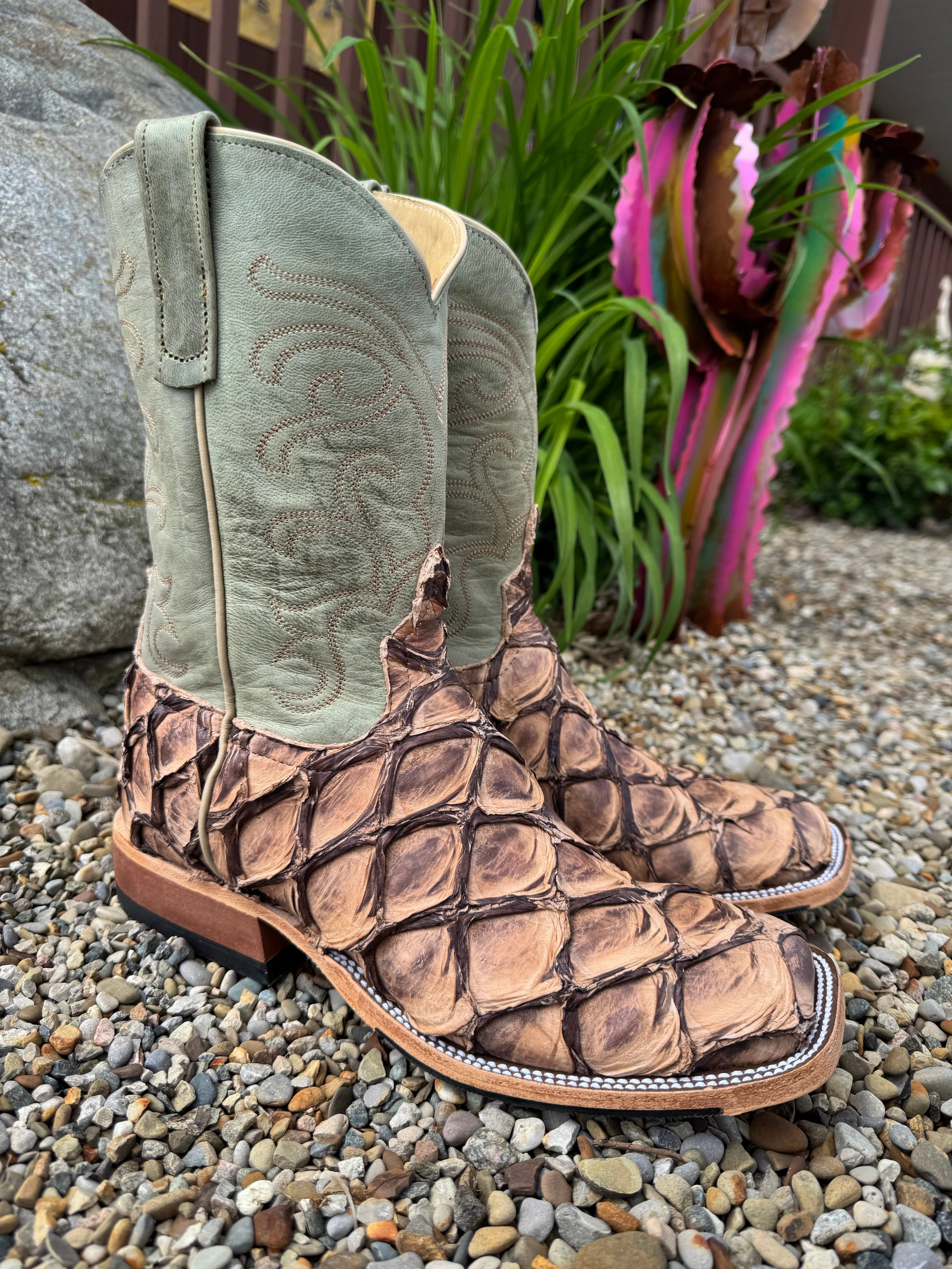 Side Zip Strong Laces Anderson Bean Men's Cigar Matte Big Bass & Mallard Mad Dog Square Toe Cowboy Boots 332207M