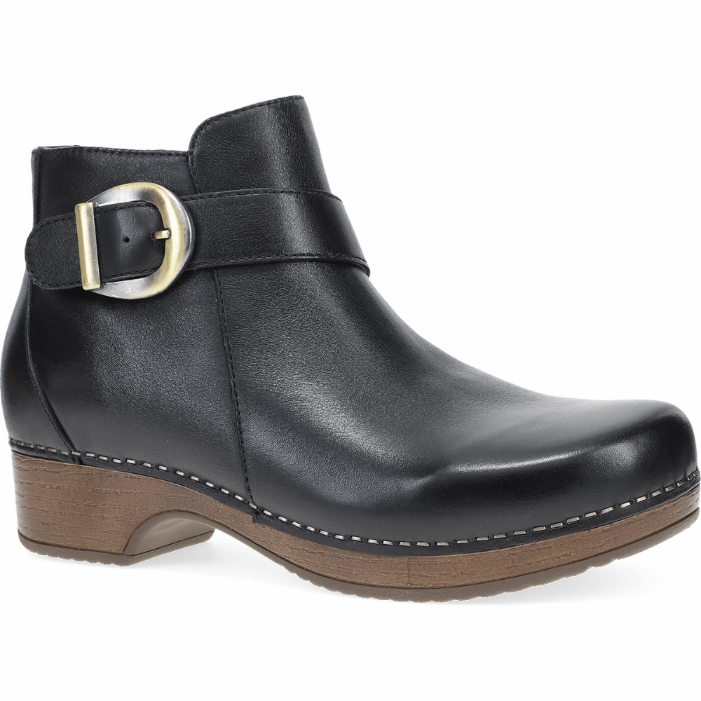 Brennan | Calf | Black Cushioned Footbed Block Walk
