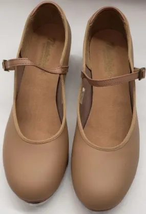 Frady-- Women's Economy Tap Strap -- Tan German Oxfords