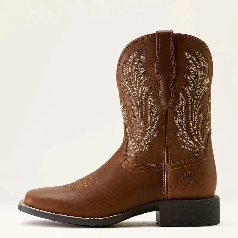 Farmer Ariat Women's Round Up Filly 9" Brown Wide Square Toe Western Cowgirl Boots 10064074