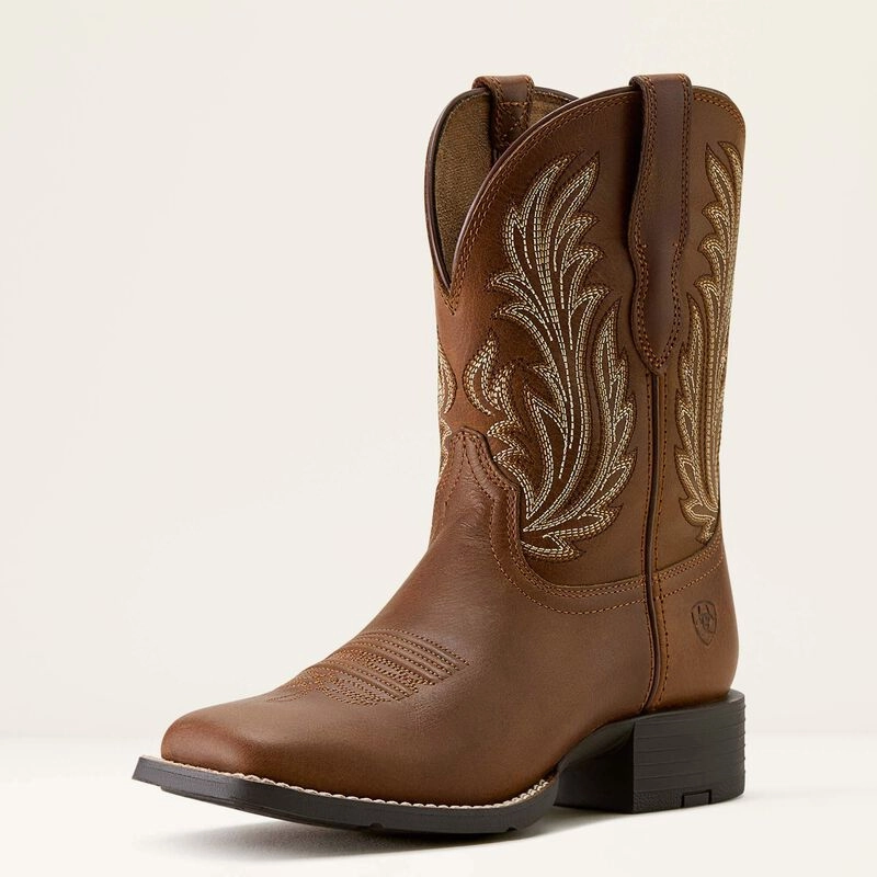 Heavy Terrain Ariat Women's Round Up Filly 9" Brown Wide Square Toe Western Cowgirl Boots 10064074