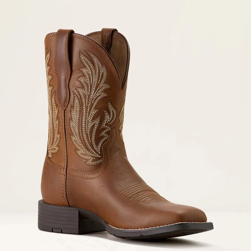 Reinforced Heel Counter Weekend Hike Ariat Women's Round Up Filly 9" Brown Wide Square Toe Western Cowgirl Boots 10064074