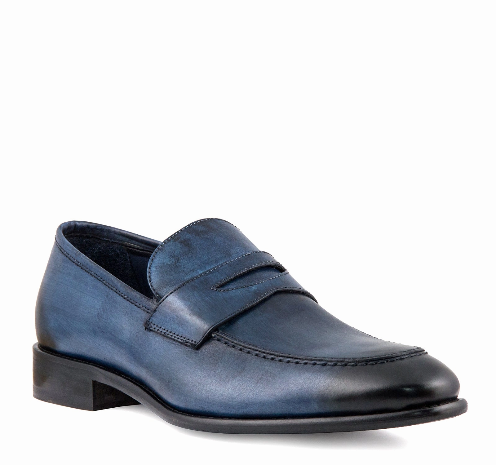 Calzoleria Toscana Penny Loafer in Ocean Swim Edge Buckle Fit