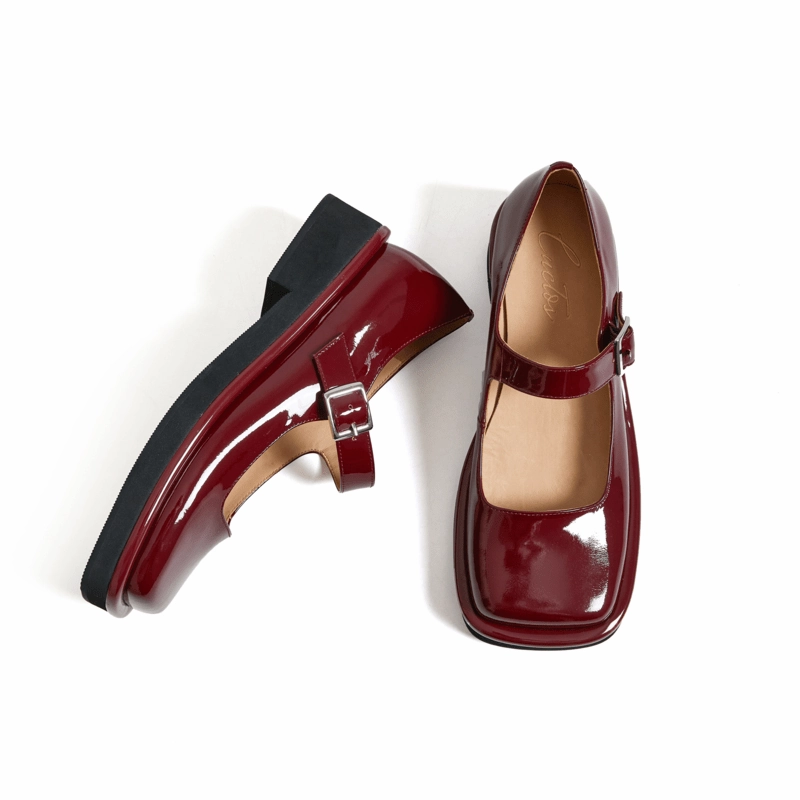 Match All Camelia Mary Jane Handmade Retro Wide Square-Toe Lolita Shoes