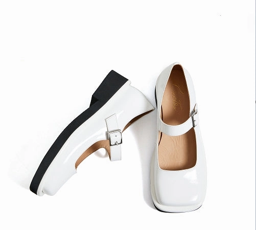 slow walk Camelia Mary Jane Handmade Retro Wide Square-Toe Lolita Shoes