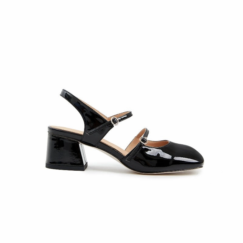 Easy Wear outdoor chill Camilla Mary Jane Shoes Double Strap Square Toe Heels