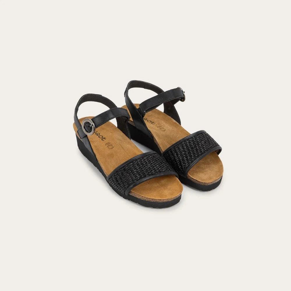 Cecil | Leather/Raffia | Shiny Black/Black Club Night