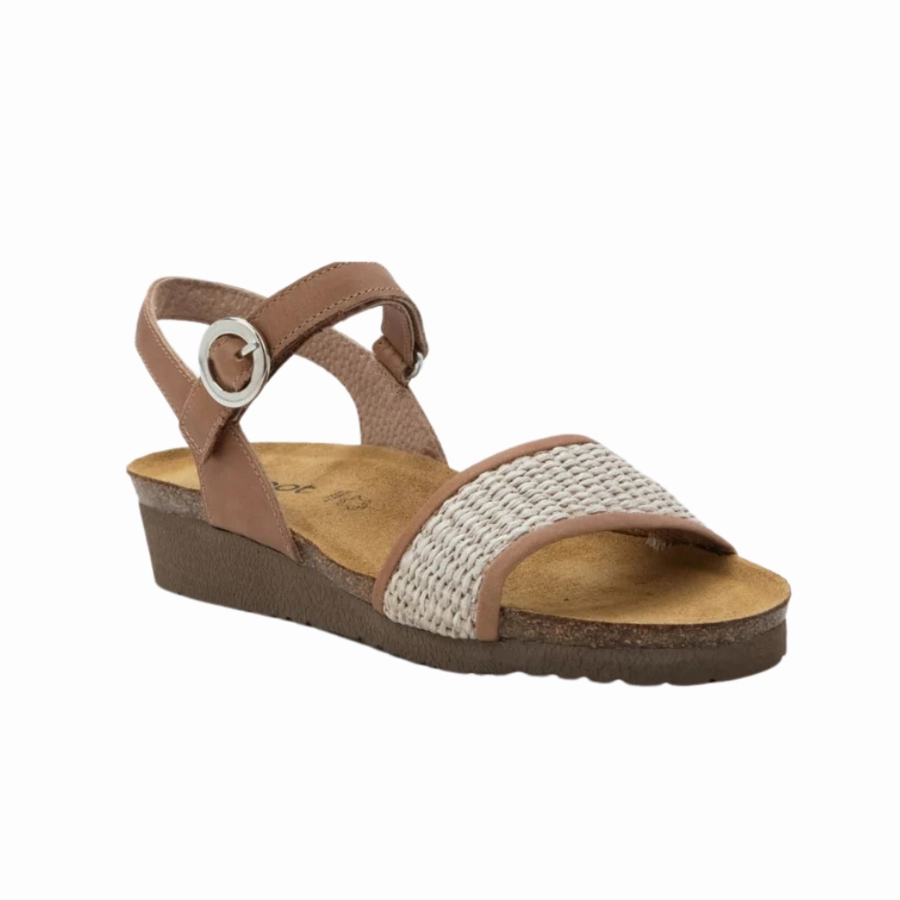 Cecile | Leather/Raffia | Latte Brown/Sand Future Walk