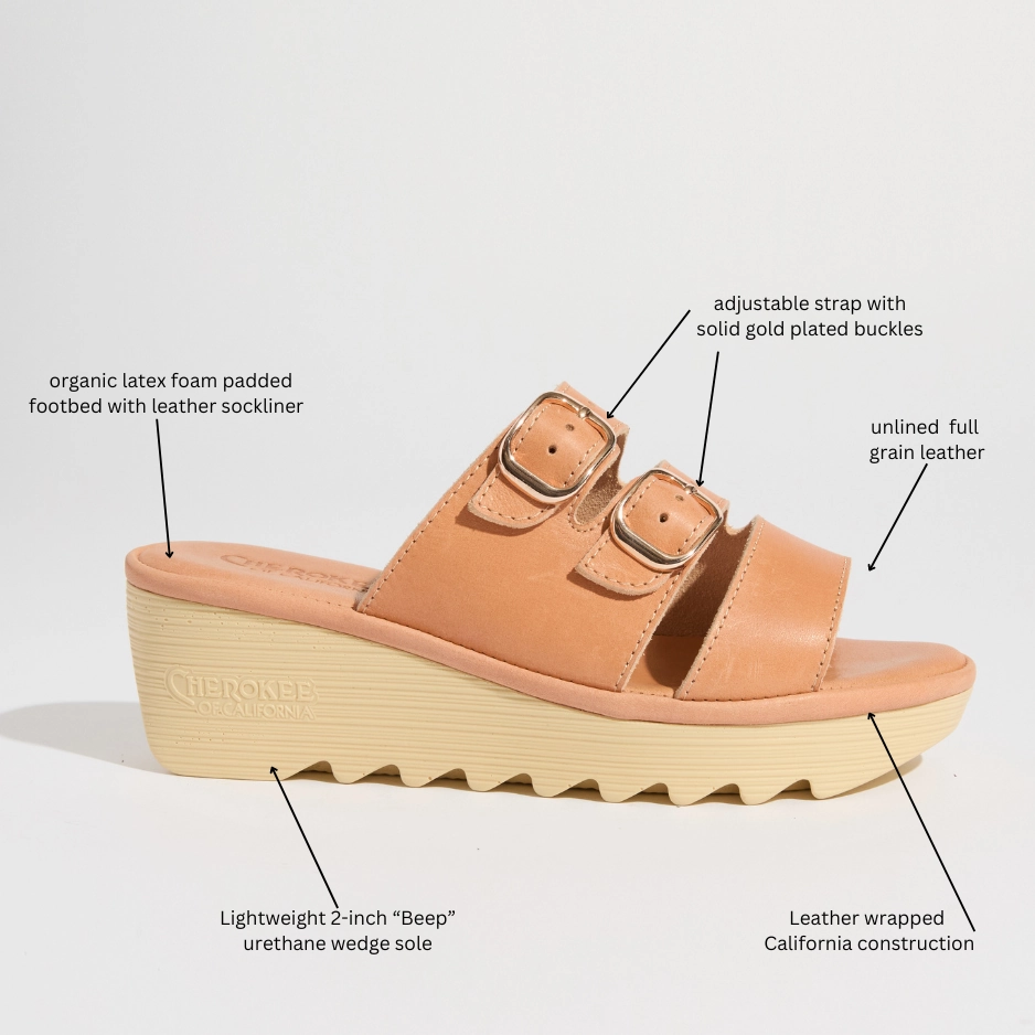 Charlotte Mid Beep - Natural Leather Premium Heels Sandals